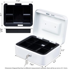 Medium Cash Box with Money Tray,Small Safe Lock Box with Key,Cash Drawer,7.87…