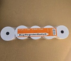 (Pack of 5 Rolls) 2 1/4 X 150 Ft, White, Adding Machine Tape Paper Rolls, 50 GSM