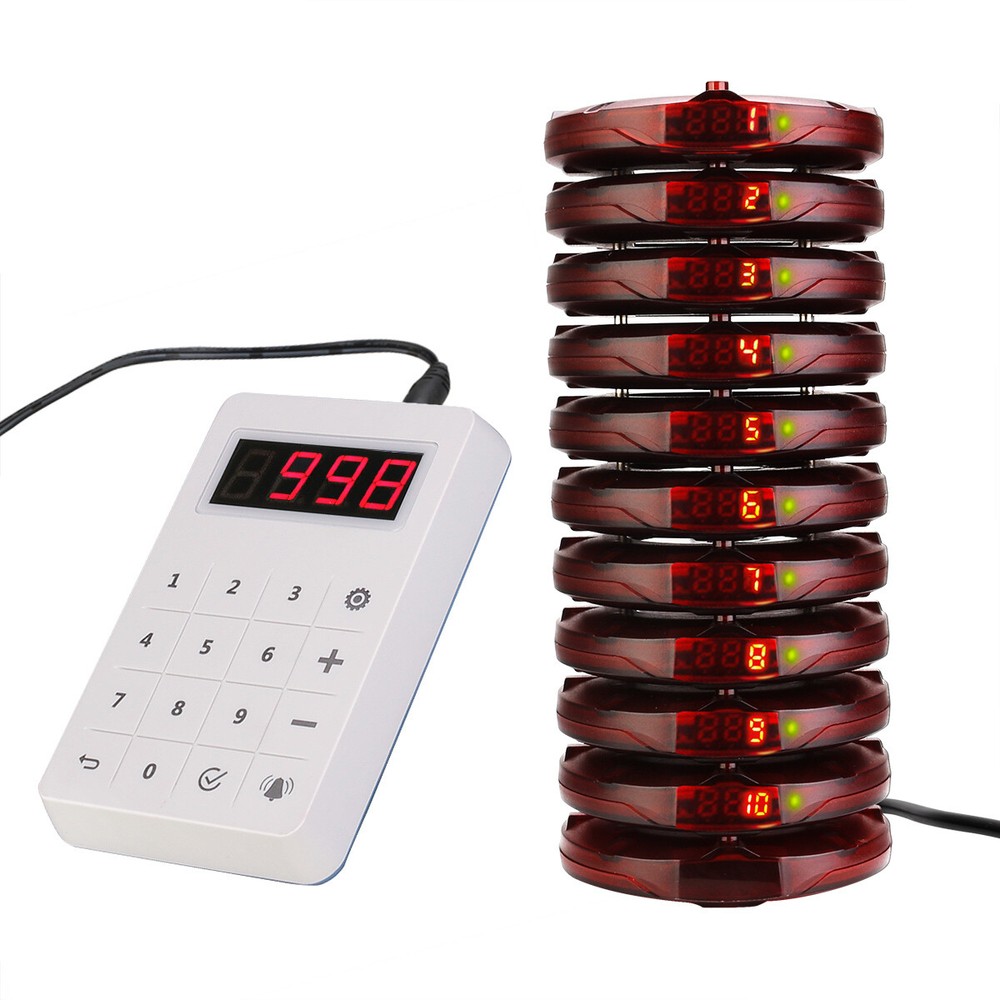 Retekess TD158 Wireless Restaurant Buzzer System, 10 Restaurant Waiting Buzzers
