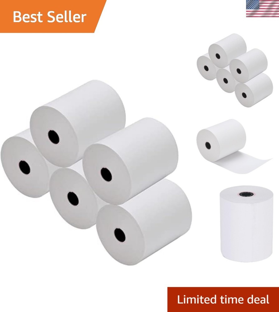 Biodegradable Thermal Receipt Paper 3-1/8&Prime; x 230ft – 5 Rolls with Warning Signal