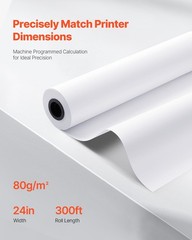 24&Prime; x 300ft CAD Bond Paper Plotter Roll 20lb Wide Format 2 Rolls 2&Prime; Core