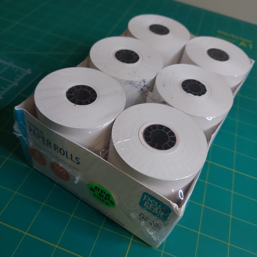 Thermal Receipt Paper Rolls 3.125&Prime; x 190&prime; New Open Package 6 Rolls Made in USA