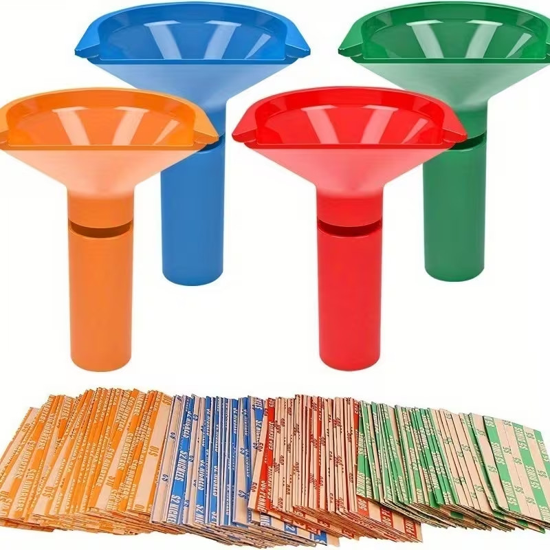 Color Coded Coin Storage Tubes w/200 Wrappers~4 Tubes Included – Sort With Ease