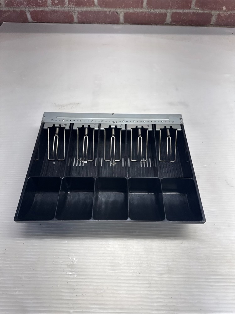 5 Slot Cash Register Till Insert Replacement Coin Tray w/ Spring Bill Clips Blac