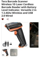 📦 ⭐ Tera 5100E Wireless 1D Laser Barcode Scanner 2.4G USB Cordless Reader
