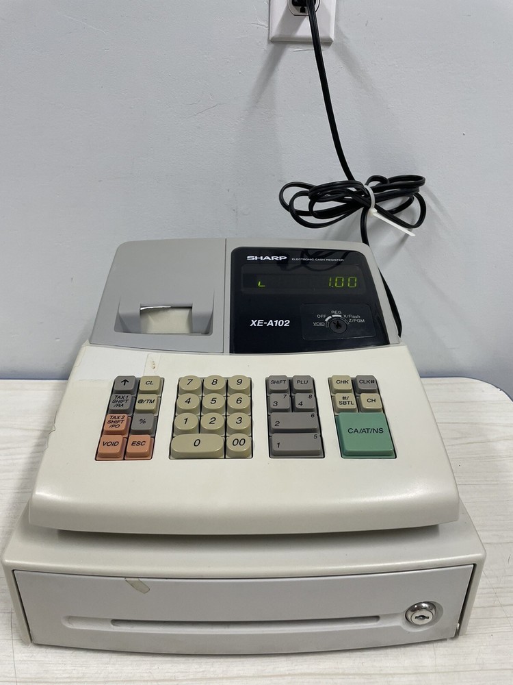 Sharp XE-A102 Electronic Cash Register No Keys—— PARTS OR REPAIR ONLY