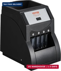 VEVOR Coin Sorter, Coin Sorter and Wrapper Machine with 4 Larger Coin Tubes, Sor