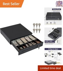 Cash Register Drawer Metal 16 Inch 5 Bill 7 Coin Slot Anti-Theft Key Lock