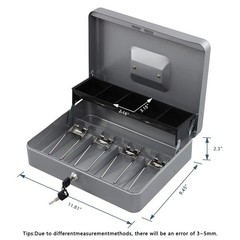 KYODOLED Locking Cash Box with Lock,Money Box with Cash Tray,Lock Safe Box wi…