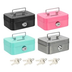Mini Safe Box Mini Money Saving Boxes with Keys, Green, Pink, Black, Grey, 4 Pcs
