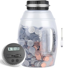 Large Digital Coin Bank LCD Counter 2.8L Capacity For US Coins Saving Silver