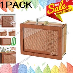 $10000 Cash Vault Wooden Savings Box,Wooden Savings Box with Money Target Numb