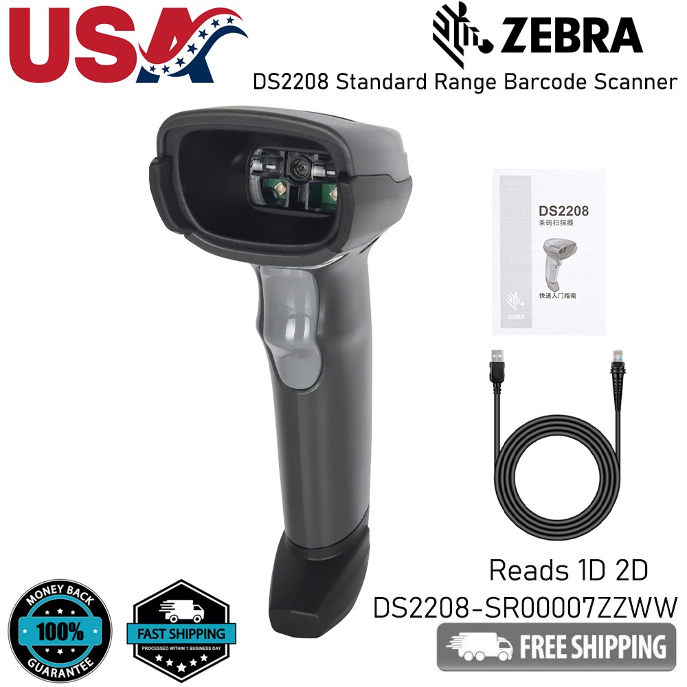 Zebra DS2208-SR00007ZZWW 1D 2D Barcode Scanner Handheld USB POS Bar Code Reader