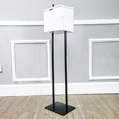 Returned! White Metal Ballot Box Donation Box Suggestion Box With Black Stand