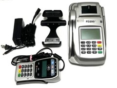 First Data FD200 Touchscreen Credit Card Terminal w/FD-35 Pin Pad Card Reader