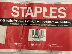 Staples 2 1/4 x 85, 8 Paper Rolls Calculates, Cash Registers and Adding Machines