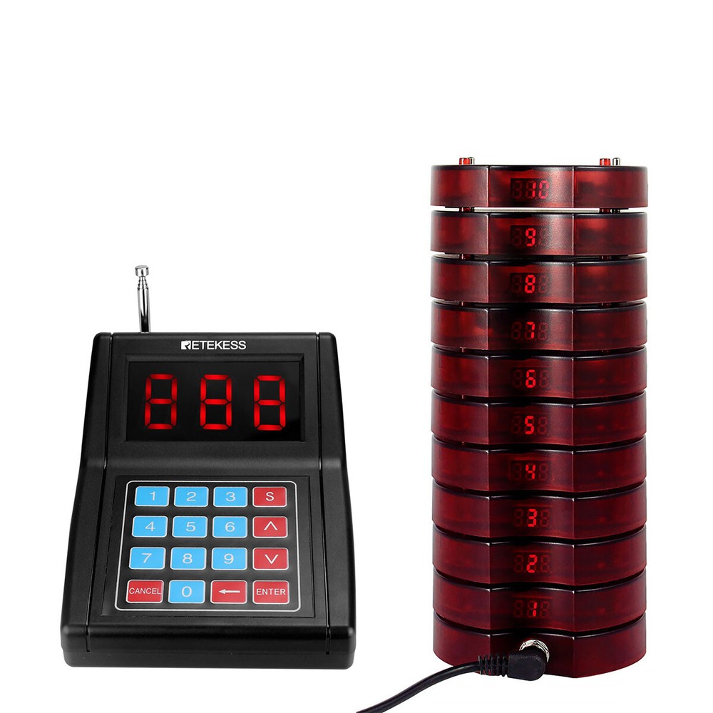 Retekess TD165 Pagers for Restaurants Wireless Pager System Queuing 10 Buzzers