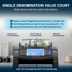 DT200 Money Counter Machine with Value Count – Large 4” LCD Display Cash Counter