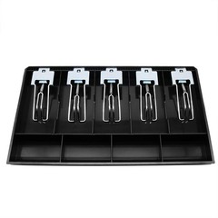 Cash Register Drawer Insert Tray 5 Bill/4 Coin Compartments with Metal Clip f…