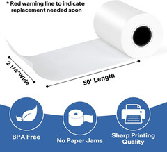 2 1/4 inch thermal receipt paper rolls BPA free 50 rolls compatible with POS