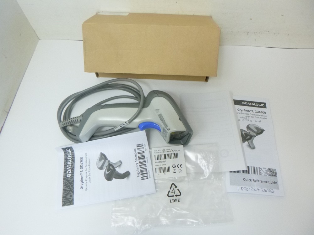 Datalogic Gryphon GD4330-WH White Corded Laser Handheld Barcode Scanner