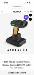Inateck 1D 2D Industrial Barcode Scanner Bluetooth Wireless IP67 QR Code BCST-75