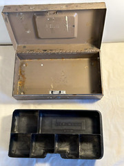 Vintage Metal Cash Box with tray Container Multi Utility Storage Box H1