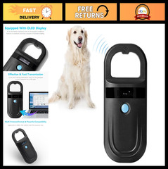 Pet Microchip Scanner with Display, Supports FDXB & EMID for Dogs Cats Pigs