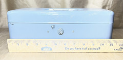 Vintage Lit-Ning Metal Cash Box with Handle Made in USA