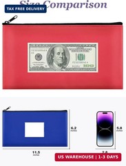 5-Pack Money Bags with Zipper, PU Leather, 11.5 x 6.2 Inches | Waterproof Leathe