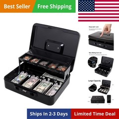Cash Box with Sliding Coin Lid and Snap Latch Combination Lock – Portable Cas…