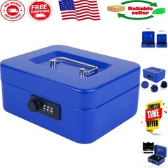 Water-Resistant Metal Cash Storage Box with Combination Lock, 7.87&Prime; Compact Size