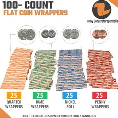 Coin Storage & Sorter Tubes 4 Color – 4 + 100, Red, Blue, Green, Orange