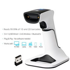 Wireless Portable 1D&2D with Stand Bluetooth Barcode Scanner: Hand Scanner 3-in-