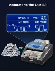 SVANTTO BC009 Money Counter Machine with Value Count, Gray