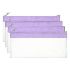 8.7×3.9 Inch Money Bags with Zipper, 4 Pcs Clear PVC Cash Pouch, Purple