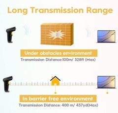 NADAMOO Wireless Barcode Scanner BUR3003 Transmission Distance USB Cordless …