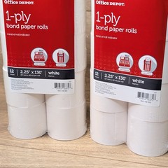 2x Office Depot 1-Ply Paper Rolls 2.25&Prime; x 130&prime; White 12-Pack (24 Rolls Total)