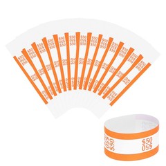 200Pcs Money Band 50 Dollar Money Bill Wrapper Self-Adhesive Bill Band Orange