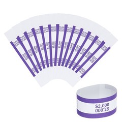 200Pcs Money Band 2000 Dollar Money Bill Wrapper Self-Adhesive Bill Band Purple