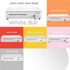 Volcora Cash Register Drawer for Point of 16&Prime; Round – 5 Bill 8 Coin, White