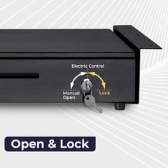 Cash Register Drawer with under Counter Mounting Metal Bracket – 16&Prime; Black Cash
