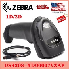 Zebra DS4308-XD00007VZAP 2D Imager Omni-Directional Barcode Scanner USB Kit USA