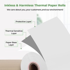 BPA Free 2 1/4&Prime; x 50ft Thermal Paper Rolls – 10 Pack for Reliable POS Printing