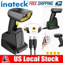 1D 2D Barcode Scanner Wireless Bluetooth QR Code Gun Read Screen Smart Base