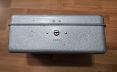 Vintage Union Utilco Cash Box Model 1011 Gray Hammertone Steel No Key USA