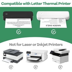 25 Rolls Thermal Printer Paper 8.5&Prime;x11&Prime; US Letter Size, BPA free Quick-Dry Th…