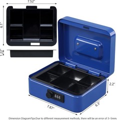 Water-Resistant Metal Cash Storage Box with Combination Lock, 7.87&Prime; Compact Size
