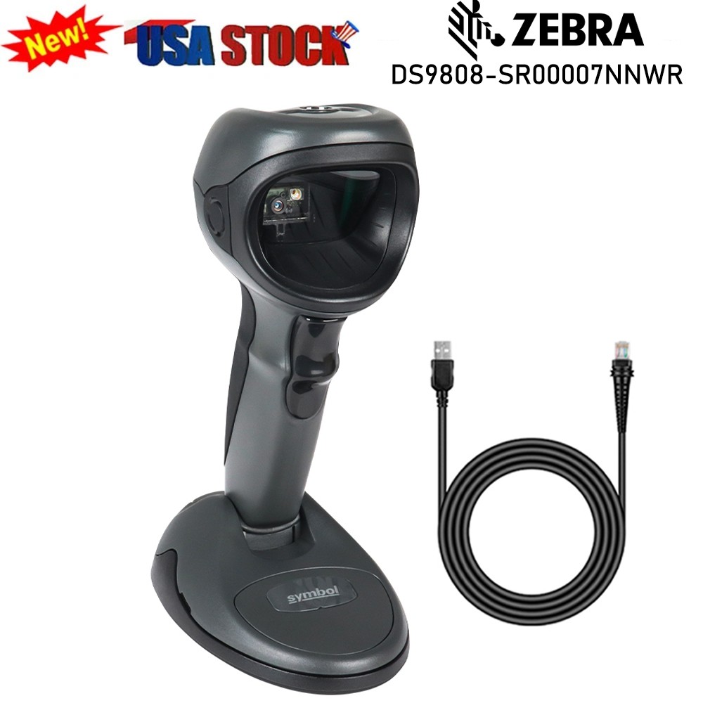 Symbol Zebra DS9808-SR00007NNWR 1D Laser Barcode Scanner Reader w/USB Cable