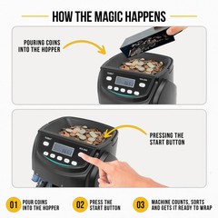 Kolibri KCS-2000 Professional USD Coin Counter Machine, Medium, Black